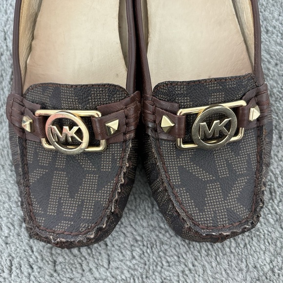 Michael Kors Brown Logo Loafers with Gold Charm - Picture 2 of 6